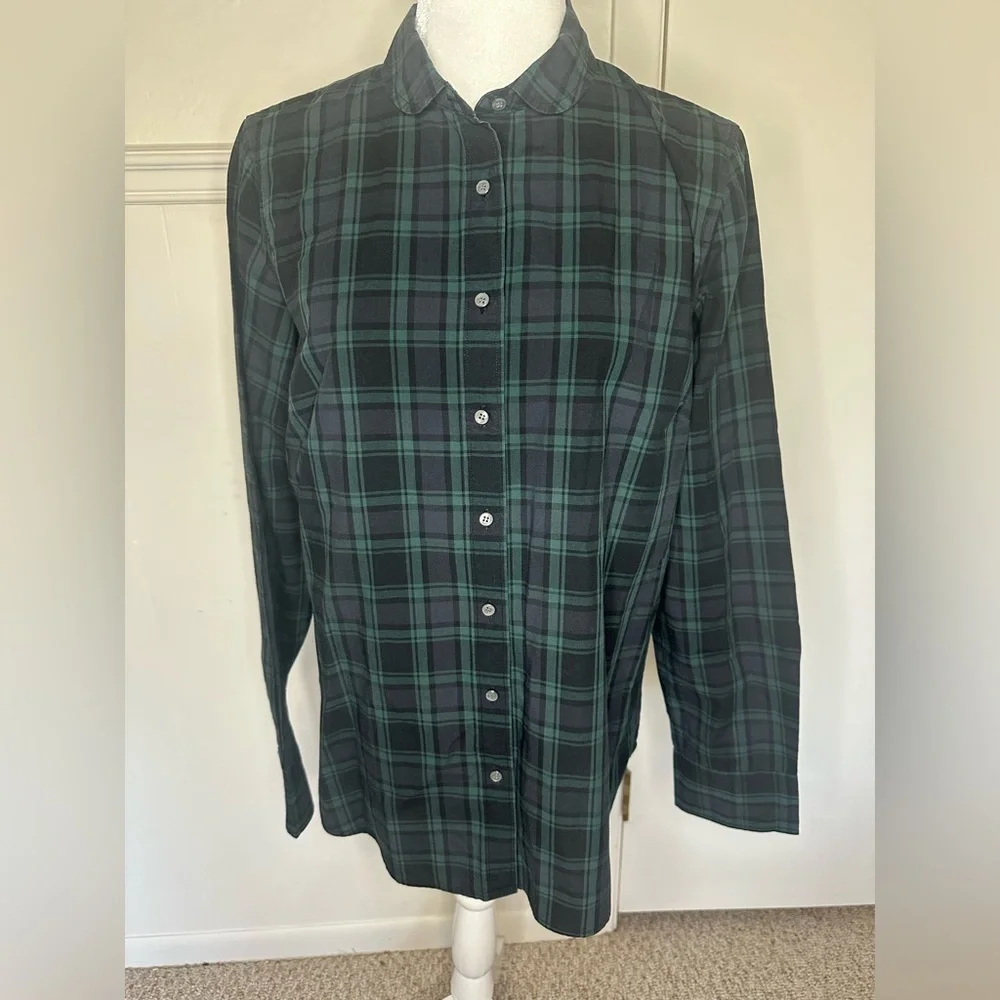 J. Crew Green and Black Casual Button Down Shirt size 12T